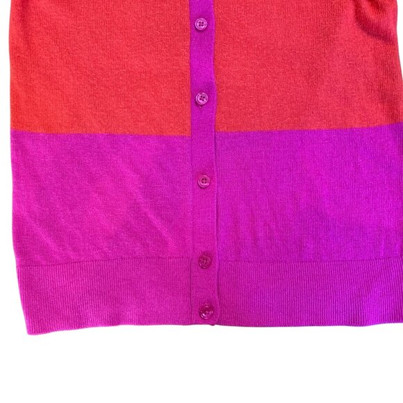 Ann Taylor LOFT Hot Pink & Red/Orange Color-block Cardigan Womens Size Small - Picture 6 of 11